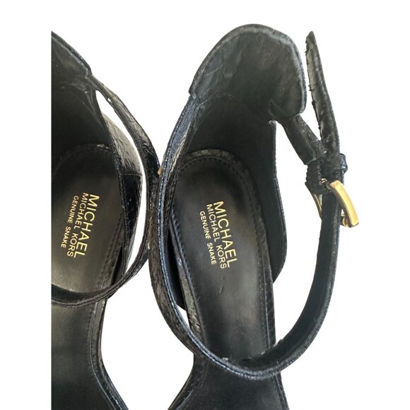 MICHAEL KORS Black Genuine Snakeskin Sandals Heels Size 7.5 - Picture 8 of 12